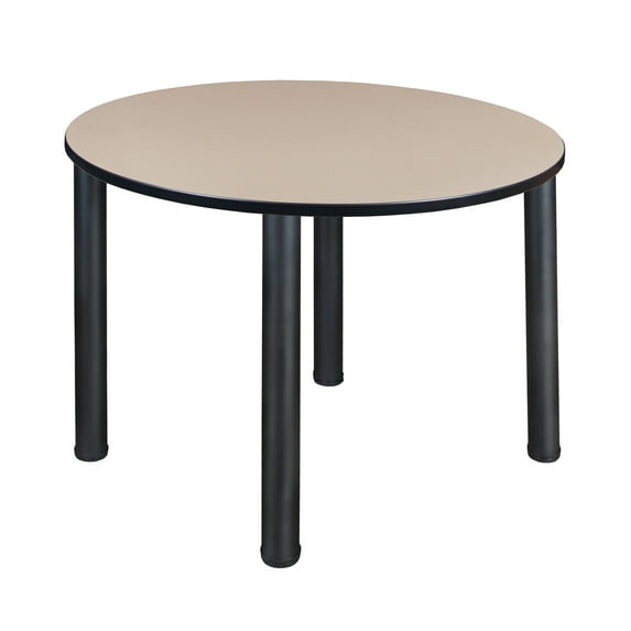Kee 48" Round Breakroom Table- Beige/ Black