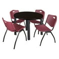 thumbnail image 1 of Regency Kee 48 in Round Breakroom Table- Mocha Walnut Top, Black Legs, 4 M Stack Chairs- Burgundy, 1 of 2