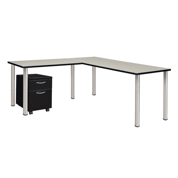 Regency Kee Single Pedestal L-Shaped Desk