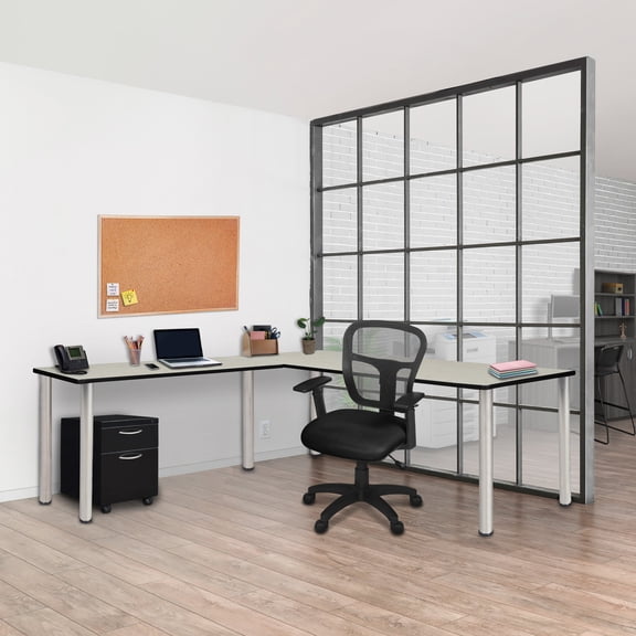 Regency Kee Single Pedestal L-Shaped Desk