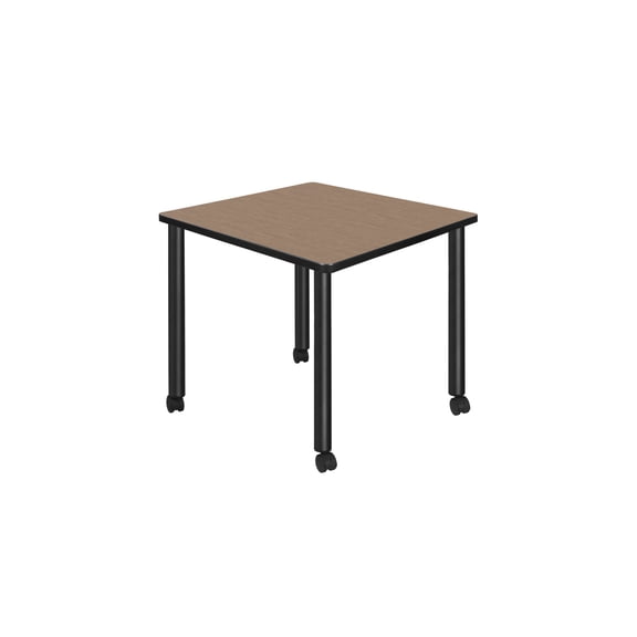 Regency Kee Small 30 in. Square Breakroom Table- Noble Oak Top, Black Mobile Legs
