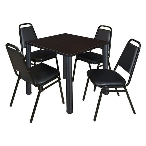 Regency Kee Square Breakroom Table with 4 Stackable Restaurant Chairs