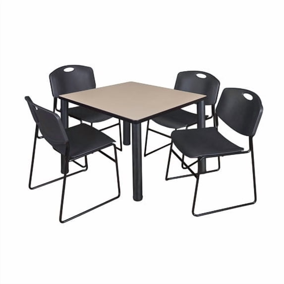 Kee 42" Square Breakroom Table- Beige/ Black
