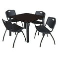 thumbnail image 1 of Regency Kee Square Mocha Walnut Breakroom Table with 4 Stackable M Chairs, 1 of 2