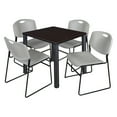 thumbnail image 1 of Regency Kee 42 in Square Breakroom Table- Mocha Walnut Top, Black Legs, 4 Zeng Stack Chairs- Grey, 1 of 2