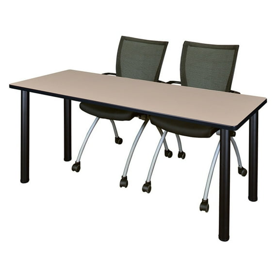 Regency Kee 66 x 24 in. Training Table- Beige Top, Chrome Legs & 2 Apprentice Chairs