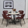thumbnail image 1 of Kobe 30" Round Breakroom Table- Maple & 4 'M' Stack Chairs- Burgundy, 1 of 8
