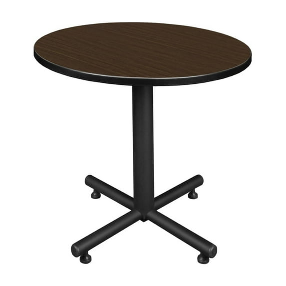 Regency Kobe 30 in. Round X-Base Breakroom Table- Neo Walnut