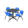 thumbnail image 1 of Regency Kobe 36" Square Breakroom Table- Grey & 4 'M' Stack Chairs- Blue, 1 of 8