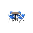 thumbnail image 1 of Regency Kobe 42" Round Breakroom Table- Noble Oak & 4 'M' Stack Chairs- Blue, 1 of 10