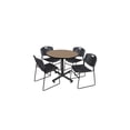 thumbnail image 1 of Regency Kobe 42" Round Breakroom Table- Noble Oak & 4 Zeng Stack Chairs- Black, 1 of 10