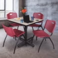 thumbnail image 1 of Kobe 42in. Square Breakroom Table- Maple & 4 'M' Stack Chairs- Burgundy, 1 of 8
