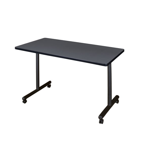 Regency Kobe 42 x 24 in. Mobile T-Base Training Seminar Table- Grey