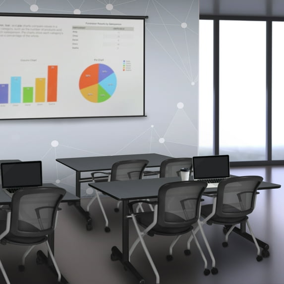 Regency Kobe 48 inch Flip Top Mobile Training Table in Grey with Black Frame