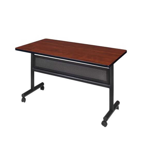 Regency Kobe 48 x 24 in. Flip-Top Training Nesting Table with Modesty Panel- Cherry