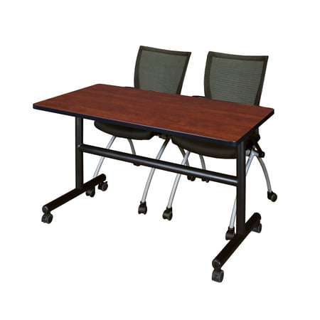 Regency Kobe 48 x 24 in. Flip-Top Training Nesting Table- Cherry, 2 Apprentice Nesting Chairs