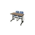 thumbnail image 1 of Regency Kobe 48 x 24 in. Flip-Top Training Nesting Table- Noble Oak, 2 Zeng Stack Chairs- Blue, 1 of 10