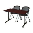 thumbnail image 1 of Regency Kobe 48 x 24 in. T-Base Training Seminar Table- Mahogany, 2 Cadence Nesting Chairs, 1 of 8