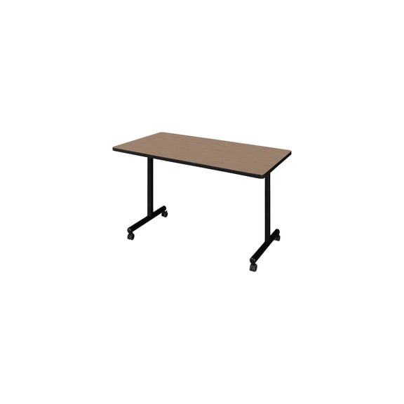 Regency Kobe 48 x 30 in. Mobile T-Base Training Seminar Table- Noble Oak