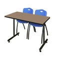 thumbnail image 1 of Regency Kobe 48 x 30 in. T-Base Training Seminar Table- Noble Oak, 2 M Stack Chairs- Blue, 1 of 10