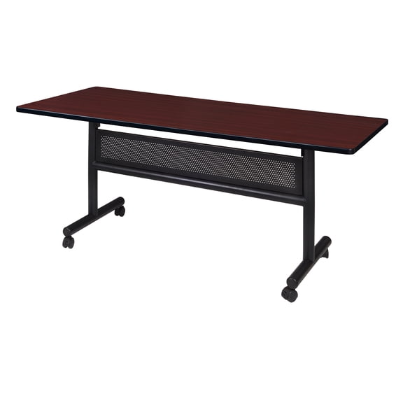 Regency Kobe 60" x 30" Flip Top Mobile Training Table with Modesty- Mahogany