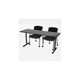 thumbnail image 1 of Regency Kobe 66 x 24 in. T-Base Training Seminar Table- Grey, 2 Knight Mesh Chairs, 1 of 6