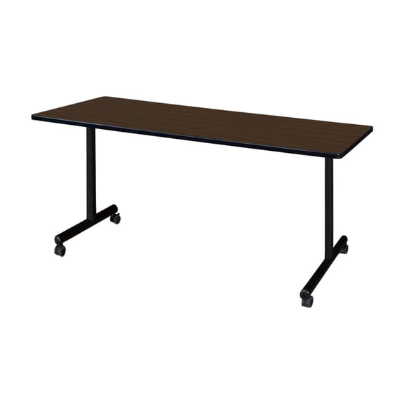 Regency Kobe 66 x 30 in. Mobile T-Base Training Seminar Table- Neo Walnut