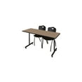 thumbnail image 1 of Regency Kobe 66 x 30 in. T-Base Training Seminar Table- Noble Oak, 2 M Stack Chairs- Black, 1 of 10