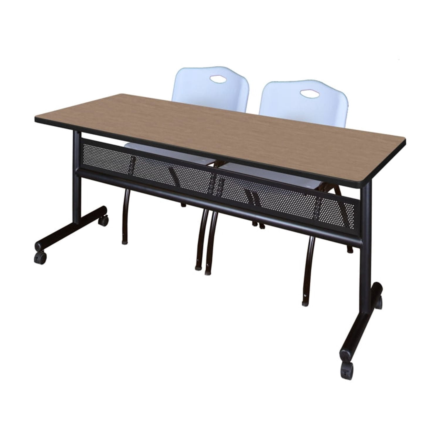 Regency Kobe 72 x 24 in. Flip-Top Privacy Nesting Table- Noble Oak, 2 M ...