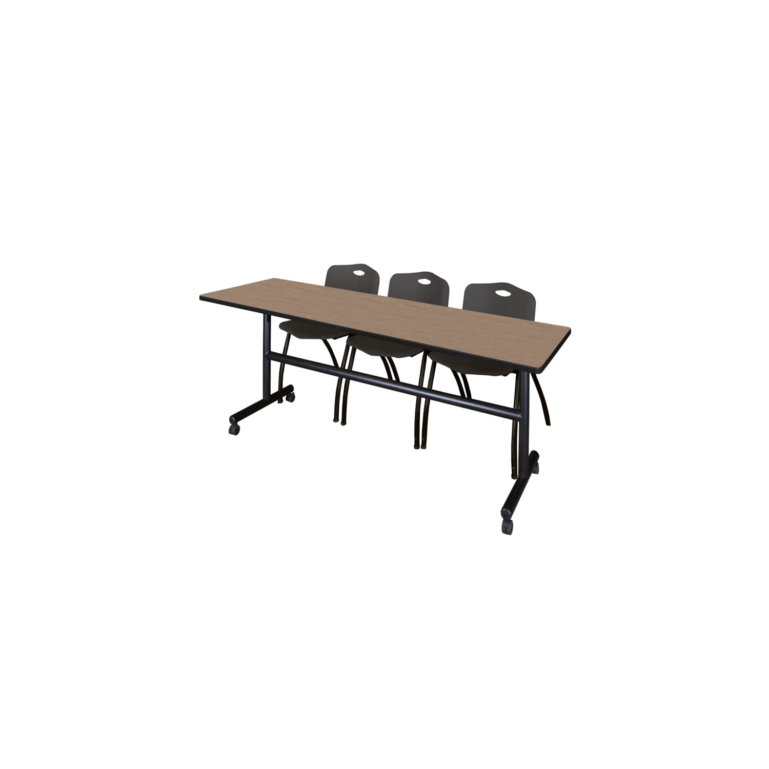 Regency Kobe 84 x 24 in. Flip-Top Training Nesting Table- Noble Oak, 2 ...