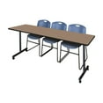 thumbnail image 1 of Regency Kobe 84 x 24 in. T-Base Training Seminar Table- Noble Oak, 2 Zeng Stack Chairs- Blue, 1 of 10