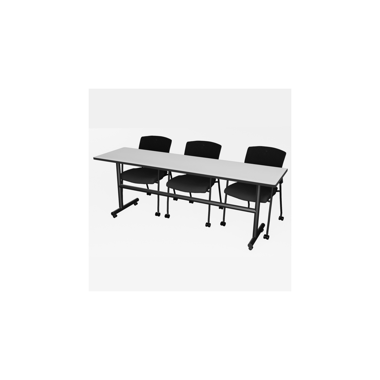 Regency Kobe 84 x 24 in. Flip-Top Training Nesting Table- White & 2 ...