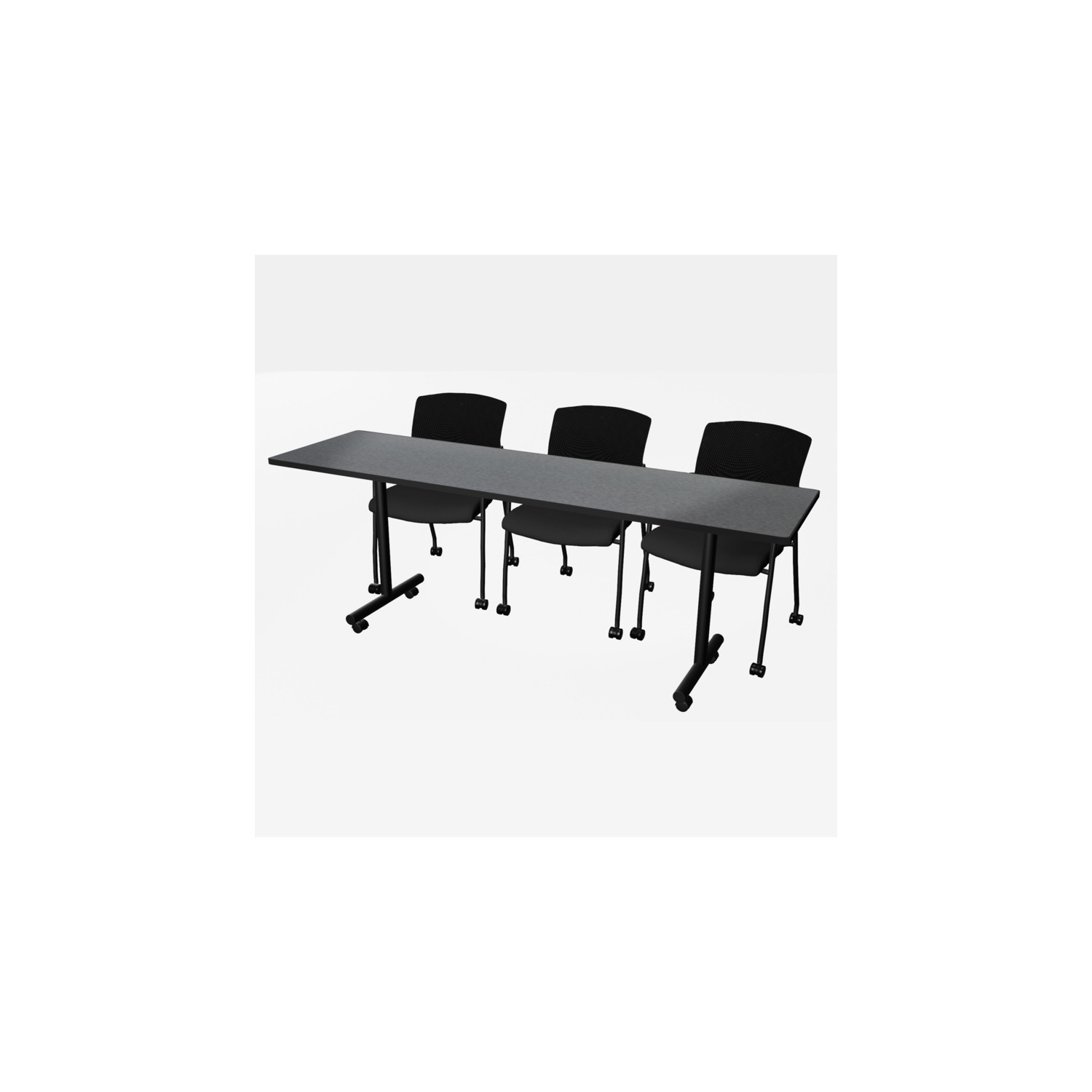 Regency Kobe 84 x 24 in. Mobile T-Base Training Seminar Table- Grey, 2 ...