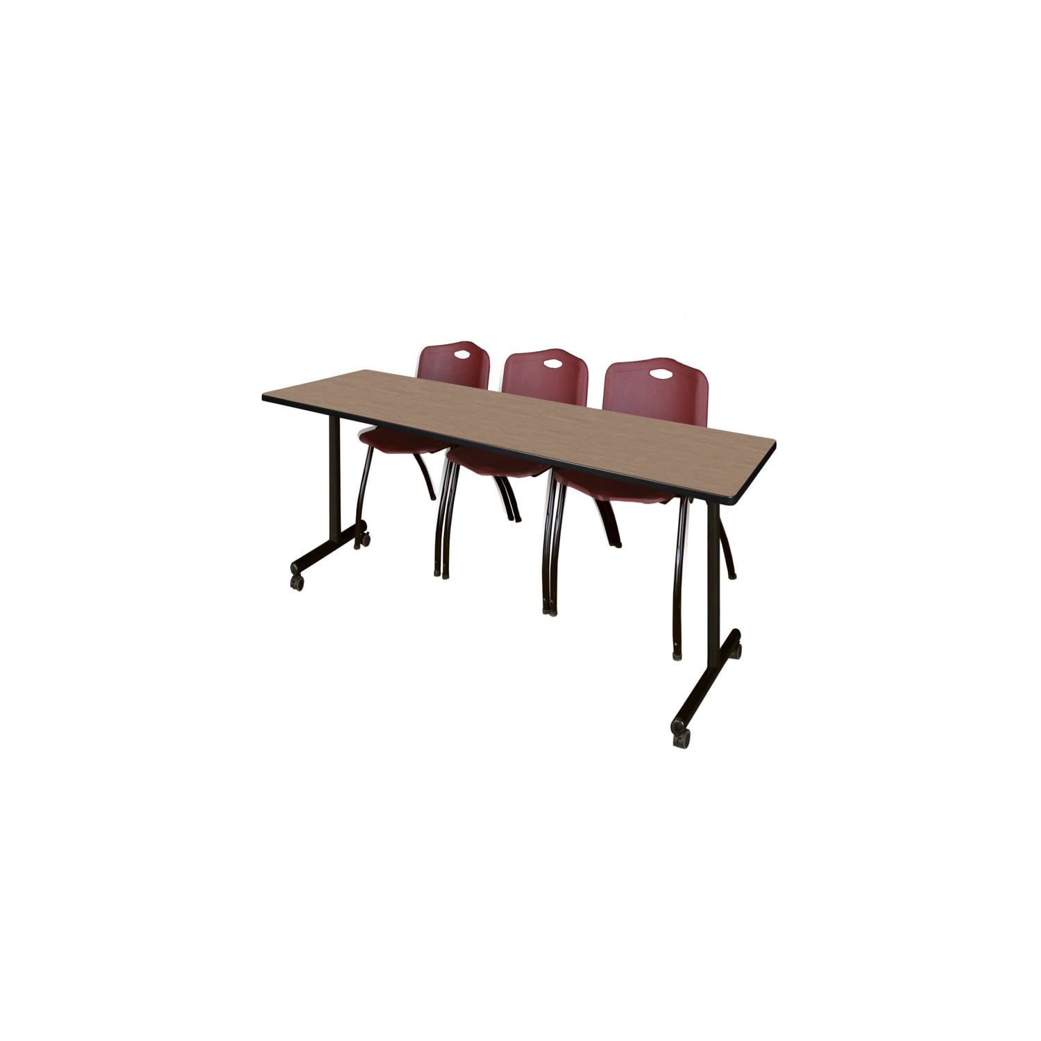 Regency Kobe 84 x 24 in. Mobile T-Base Training Table- Noble Oak, 2 M ...