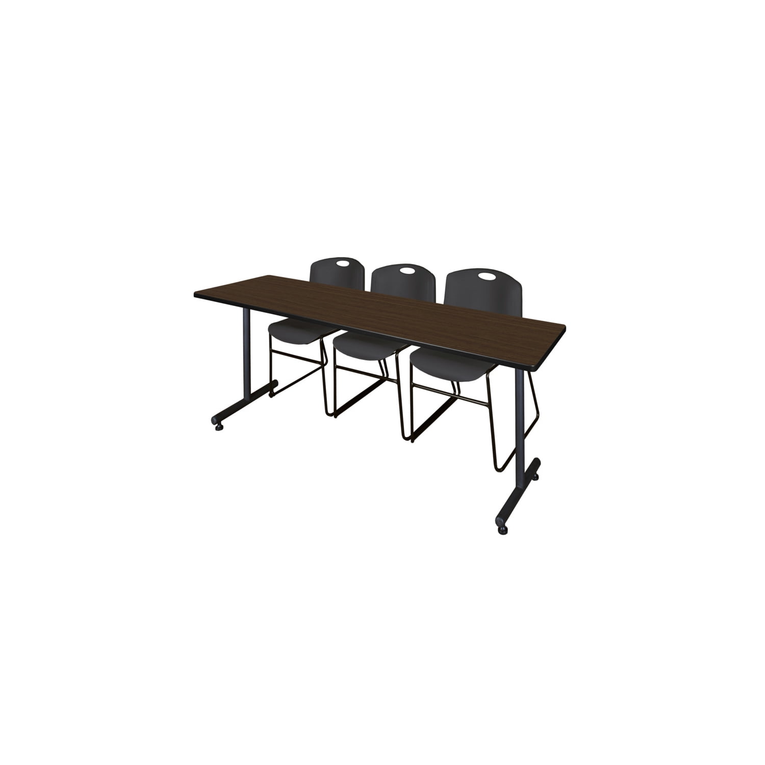Regency Kobe 84 x 24 in. T-Base Training Seminar Table- Neo Walnut, 2 ...