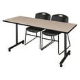 thumbnail image 1 of Regency Kobe 72 x 24 in. Mobile T-Base Training Table- Beige, 2 Zeng Stack Chairs- Grey, 1 of 7