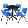 thumbnail image 1 of Regency Kobe 42 in. Round X-Base Breakroom Table- Mocha Walnut, 4 M Stack Chairs- Black, 1 of 5