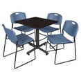 thumbnail image 1 of Regency Kobe 48 in. Square Breakroom Table- Mocha Walnut, 4 Zeng Stack Chairs- Blue, 1 of 5