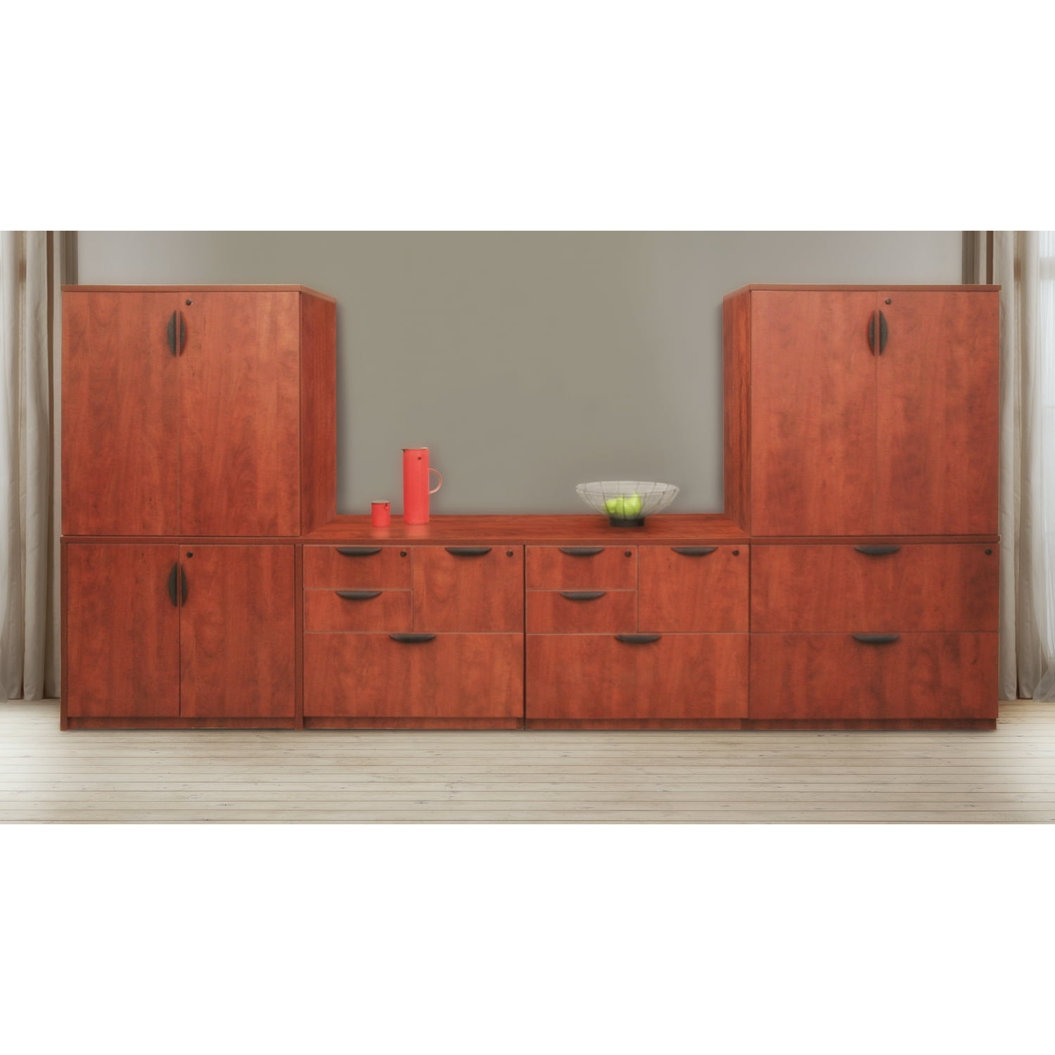 Cherry Laminate Lockable Office Storage Cabinet with Adjustable Shelves
