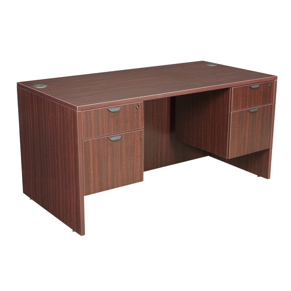 Executive 60'' Mahogany Laminate Desk with Dual Filing Drawers