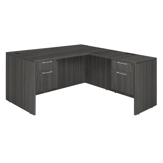 Regency Legacy 60 x 65 in. L Desk with Double Pedestal Drawer Unit- Ash Grey
