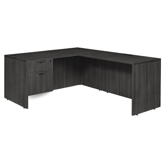 Regency Legacy 60" Single Pedestal L-Desk with 47" Return- Ash Grey