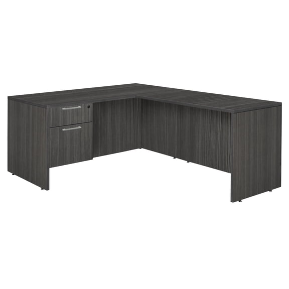 Regency Legacy 60 x 77 in. L Desk with Single Pedestal Drawer Unit- Ash Grey