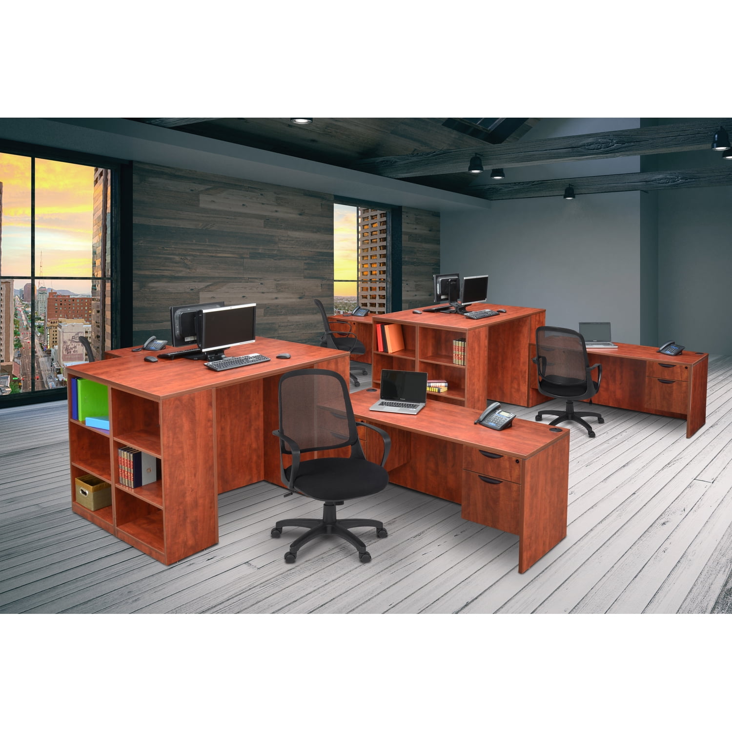 Moroccan Executive Gray 60" Desk with Filing Cabinet & Drawer