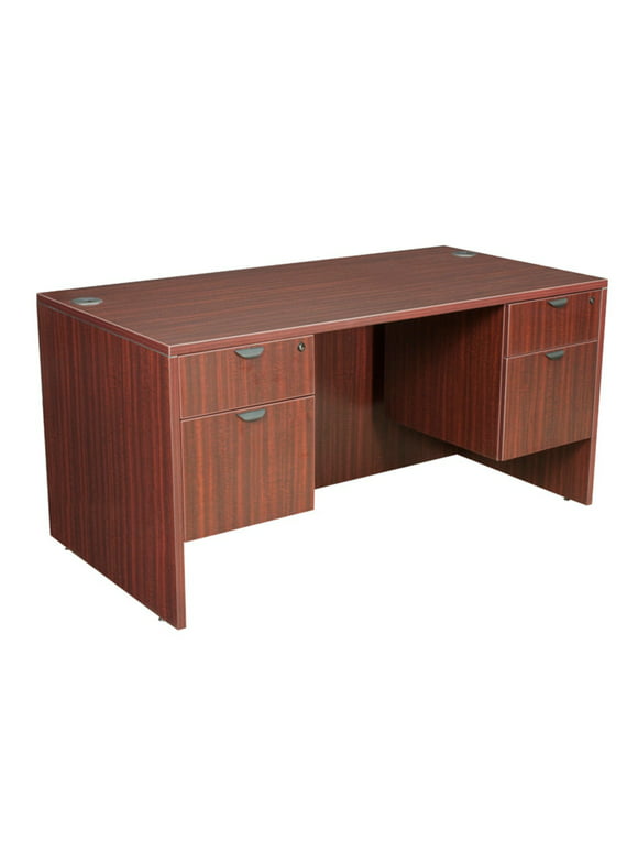 Regency Legacy 60 x 30 in. Office Desk with Double Pedestal Drawer Unit- Mahogany