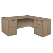 Regency Legacy 60 x 65 in. L Desk with Double Full Pedestal Drawer Unit- Noble Oak