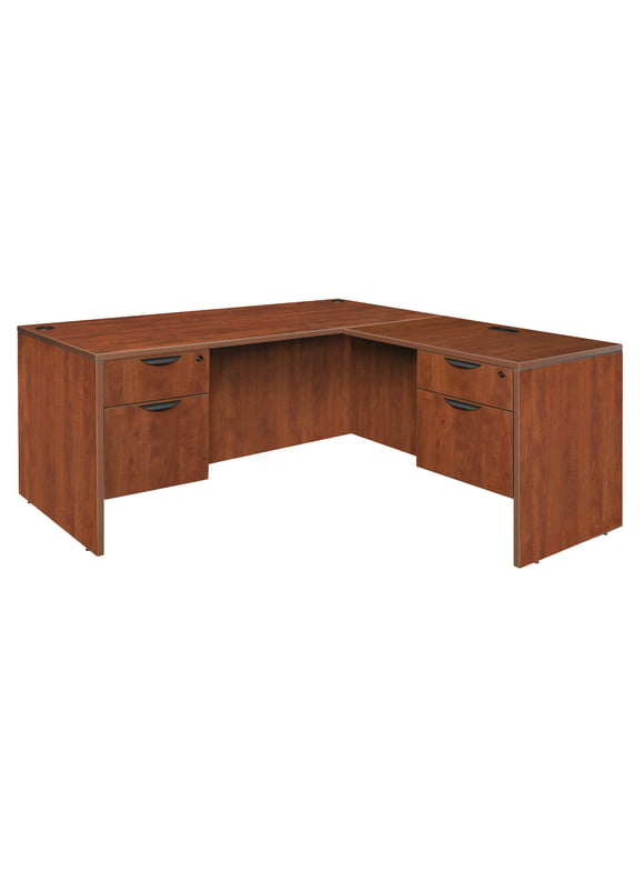 Regency Legacy 60 x 65 in. L Desk with Double Pedestal Drawer Unit- Cherry