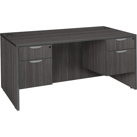 Legacy 66" Double Pedestal Desk- Ash Grey