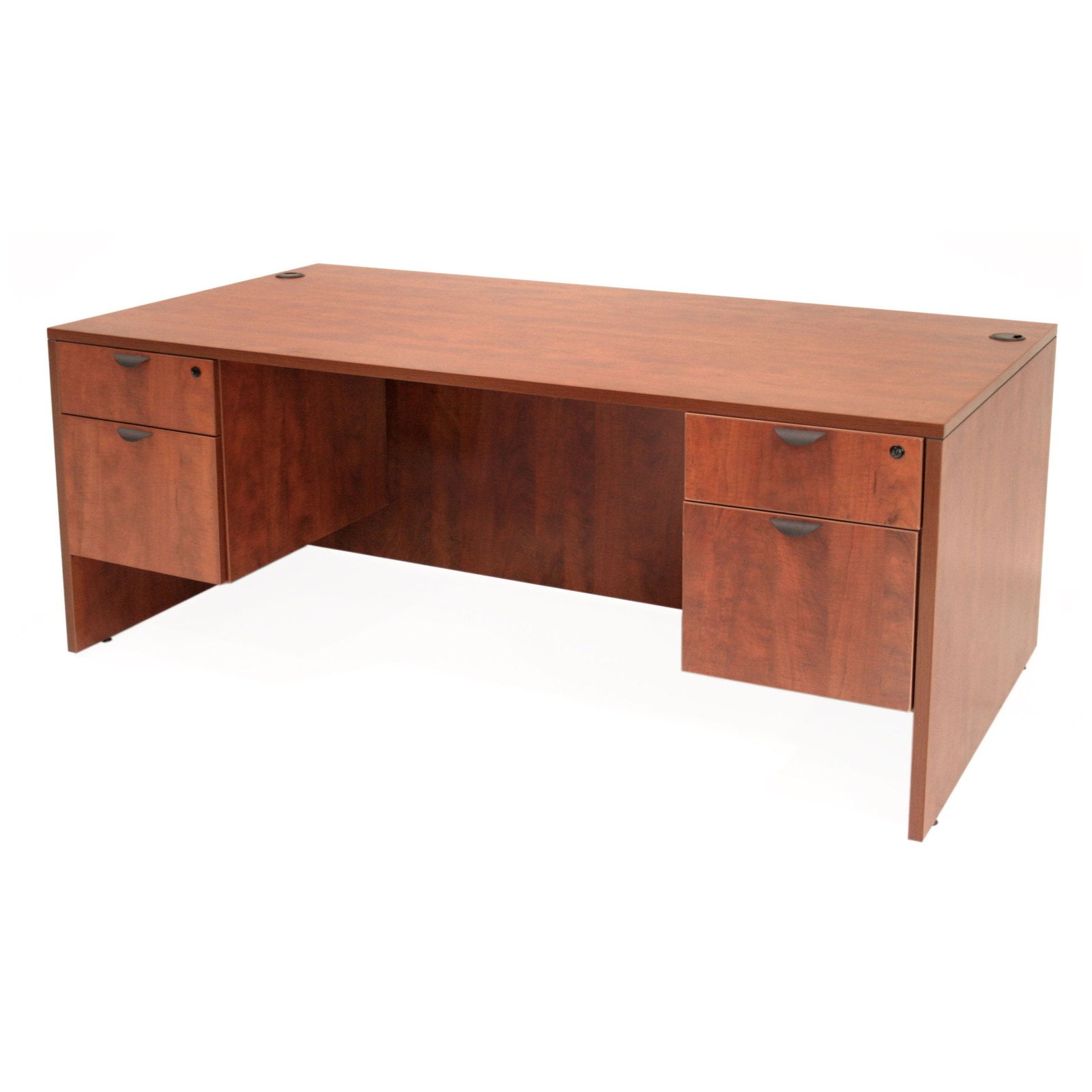 Executive Gray 66" Wood Desk with Dual Pedestal Drawers