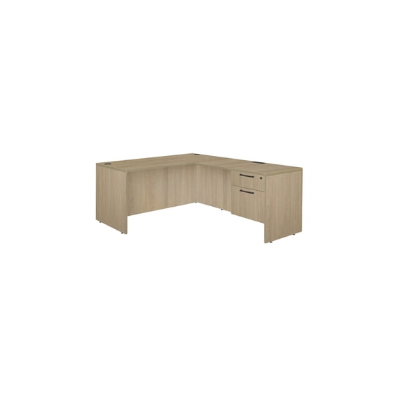 Regency Legacy 66 x 77 in. L Desk with Single Pedestal Drawer Unit- Noble Oak